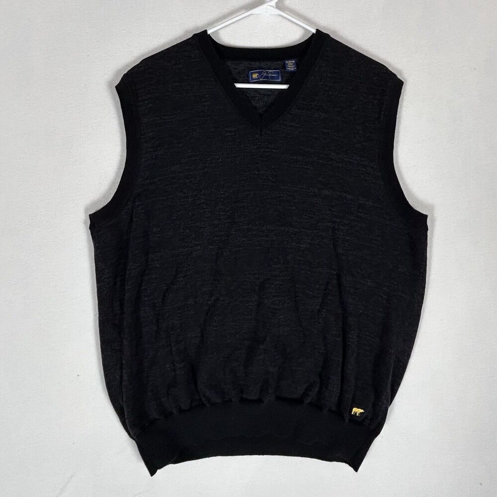 Jack Nicklaus Golf Sweater Vest Mens XL Dark Gray Casual Vneck Pullover Grandpa